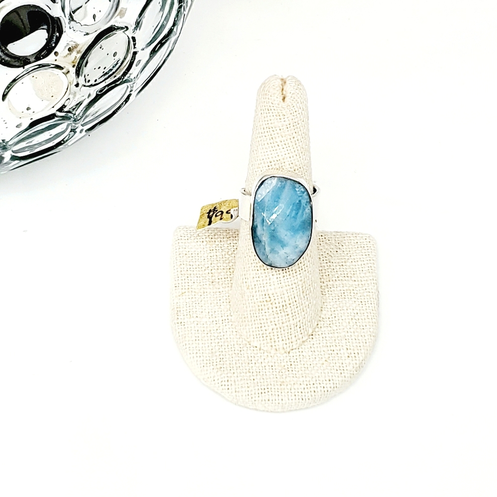 Chris Bales Authentic Stamled Aquamarine SS Ring